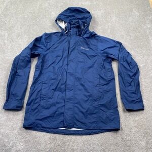 Marmot Mens Rain Jacket Lightweight Hooded Full Zip Size M Blue Outdoor Coat
